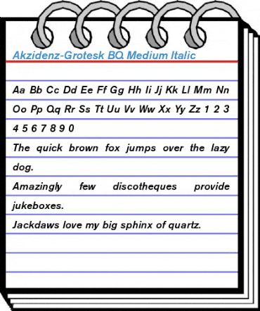 Akzidenz-Grotesk BQ Medium Italic Font