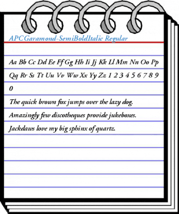 APCGaramond-SemiBoldItalic Regular Font