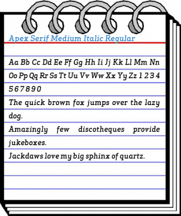Apex Serif Medium Italic Regular Font