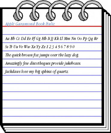 Apple Garamond Book Italic Font