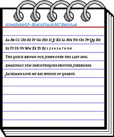 AtmaSerifLF-BlackItalicMC Regular Font