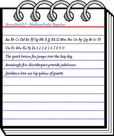 AtmaSerifLF-MediumItalic Regular Font