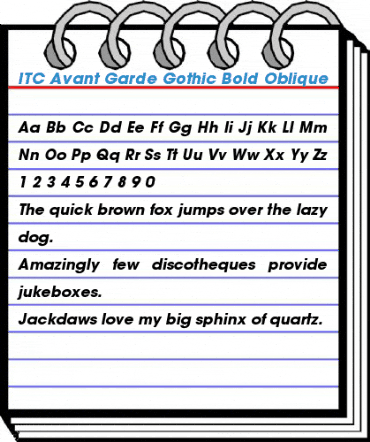 ITC Avant Garde Gothic Bold Oblique Font