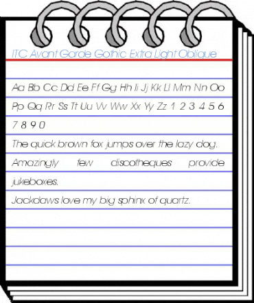 ITC Avant Garde Gothic Extra Light Oblique Font