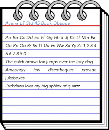 Avenir LT Std 45 Book Oblique Font