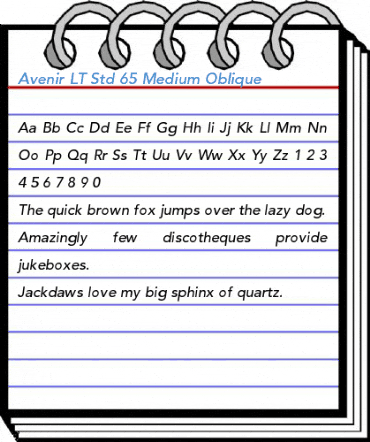 Avenir LT Std 65 Medium Oblique Font