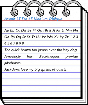 Avenir LT Std 65 Medium Oblique Font