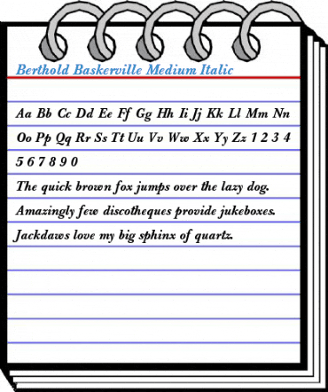Berthold Baskerville Medium Italic Font