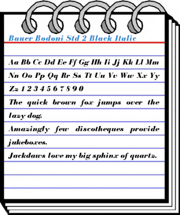Bauer Bodoni Std 2 Black Italic Font