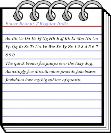 Bauer Bodoni T Regular Italic Font