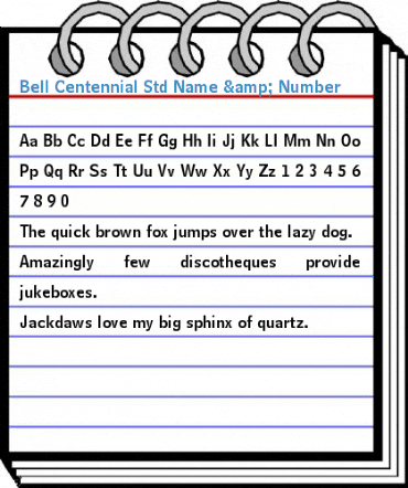 Bell Centennial Std Name & Number Font