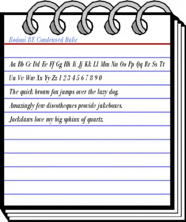 Bodoni BE Condensed Italic Font