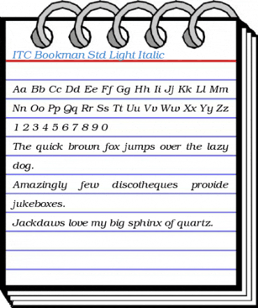 ITC Bookman Std Light Italic Font