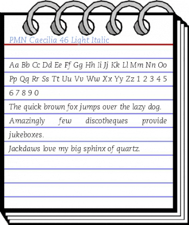 PMN Caecilia 46 Light Italic Font