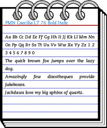 PMN Caecilia LT 76 Bold Italic Font