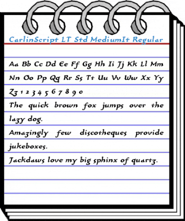 CarlinScript LT Std MediumIt Regular Font