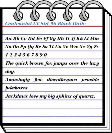 Centennial LT Std 96 Black Italic Font
