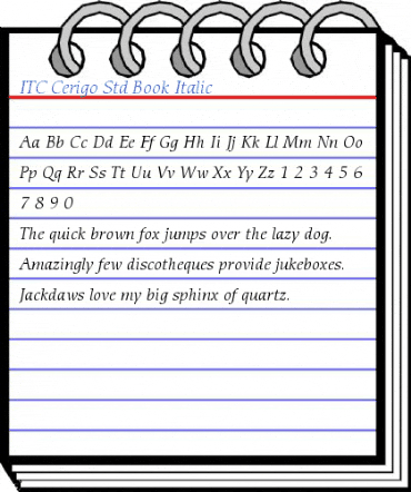 ITC Cerigo Std Book Italic Font