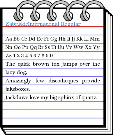 ZabriskieInternational Regular Font