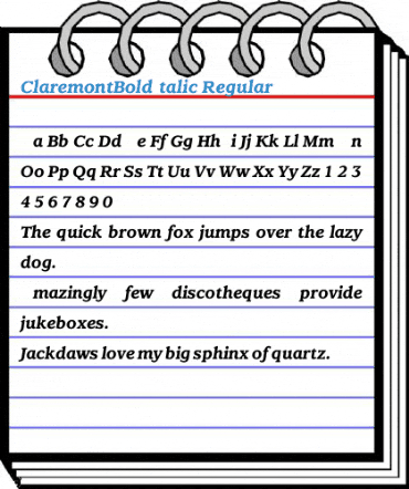 ClaremontBoldItalic Regular Font