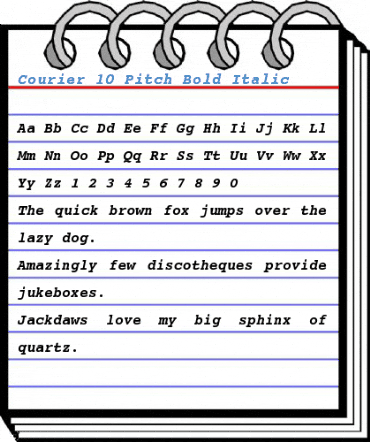 Courier 10 Pitch Bold Italic Font