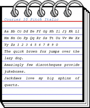 Courier 10 Pitch Italic Font