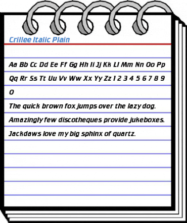 Crillee Italic Plain Font