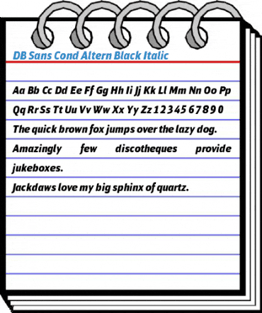 DB Sans Cond Altern Black Italic Font