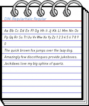 DIN-RegularItalic Regular Font