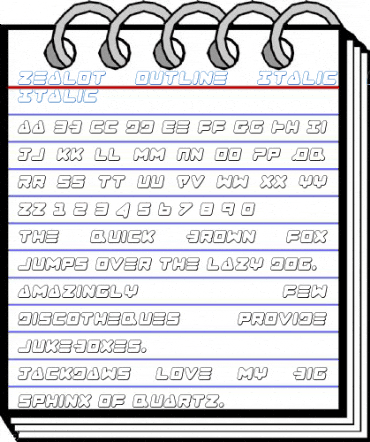 Zealot Outline Italic Font