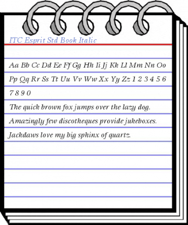ITC Esprit Std Book Italic Font