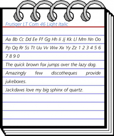 Frutiger LT Com 46 Light Italic Font