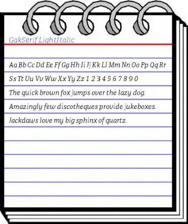 GakSerif LightItalic Font