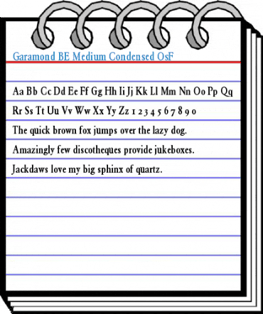 Garamond BE Medium Condensed OsF Font