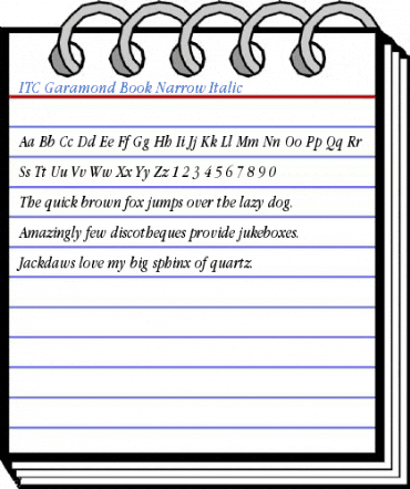 ITC Garamond Book Narrow Italic Font