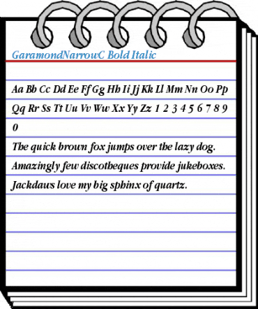 GaramondNarrowC Bold Italic Font