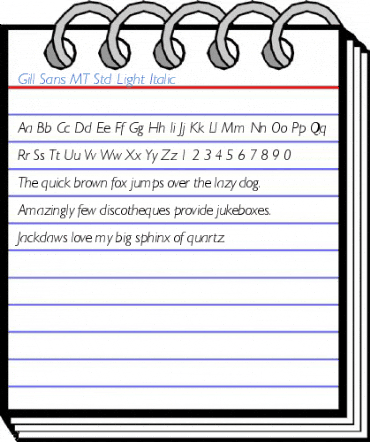 Gill Sans MT Std Light Italic Font
