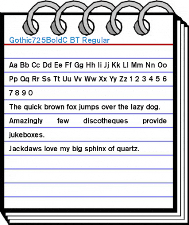 Gothic725BoldC BT Regular Font