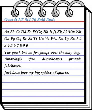 Guardi LT Std 76 Bold Italic Font