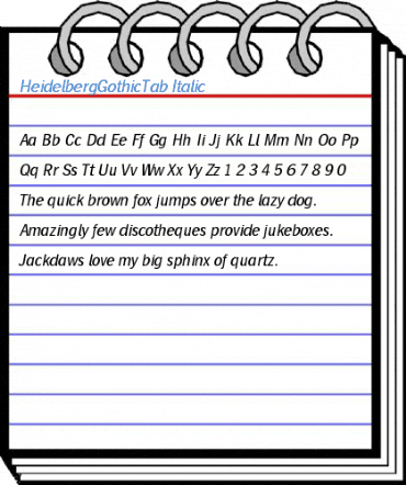 HeidelbergGothicTab Italic Font