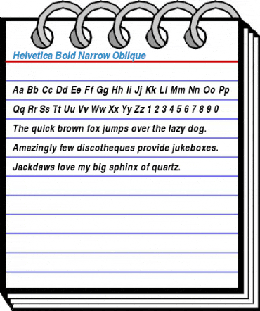 Helvetica Bold Narrow Oblique Font