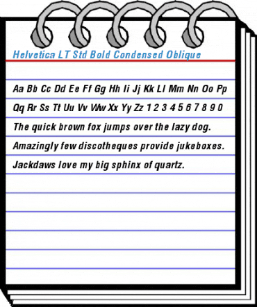 Helvetica LT Std Bold Condensed Oblique Font