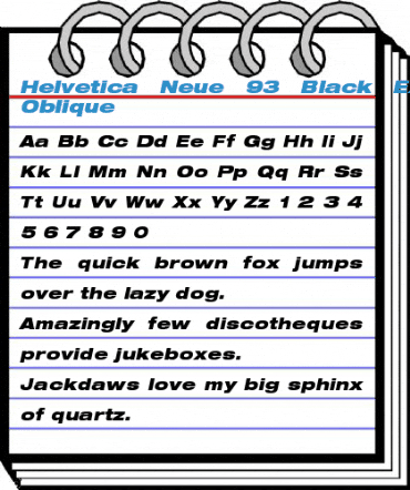 Helvetica Neue 93 Black Extended Oblique Font