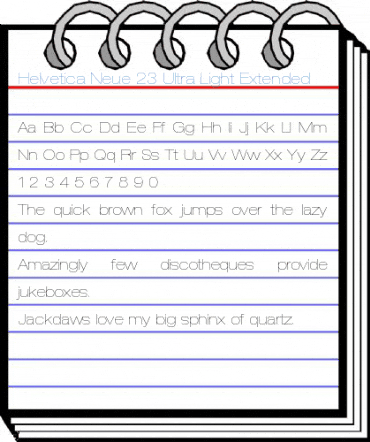 Helvetica Neue 23 Ultra Light Extended Font