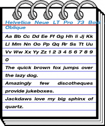 Helvetica Neue LT Pro 73 Bold Extended Oblique Font