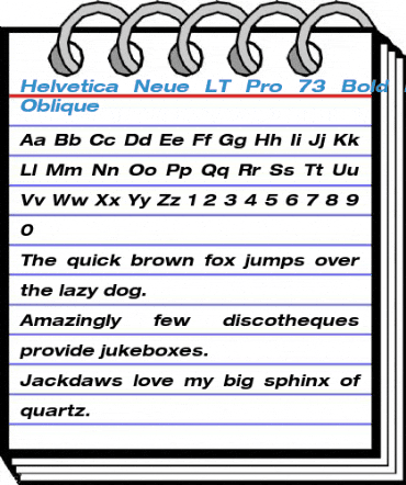 Helvetica Neue LT Pro 73 Bold Extended Oblique Font
