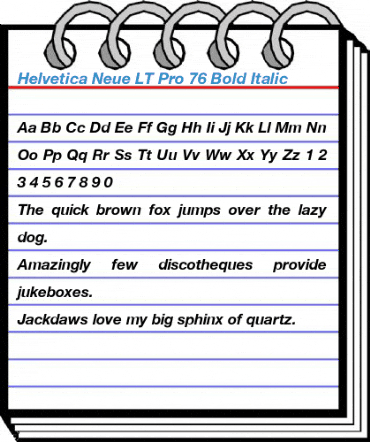 Helvetica Neue LT Pro 76 Bold Italic Font