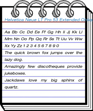 Helvetica Neue LT Pro 53 Extended Oblique Font