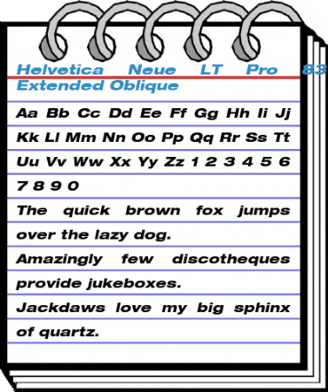 Helvetica Neue LT Pro 83 Heavy Extended Oblique Font