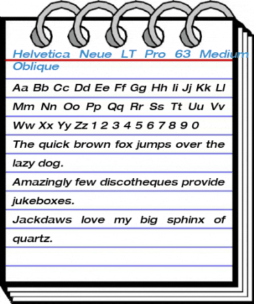 Helvetica Neue LT Pro 63 Medium Extended Oblique Font